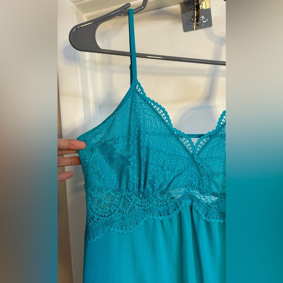 NWT INC International Concepts Lace & Chiffon Nightgown Lingerie Teal Small - Picture 4 of 5
